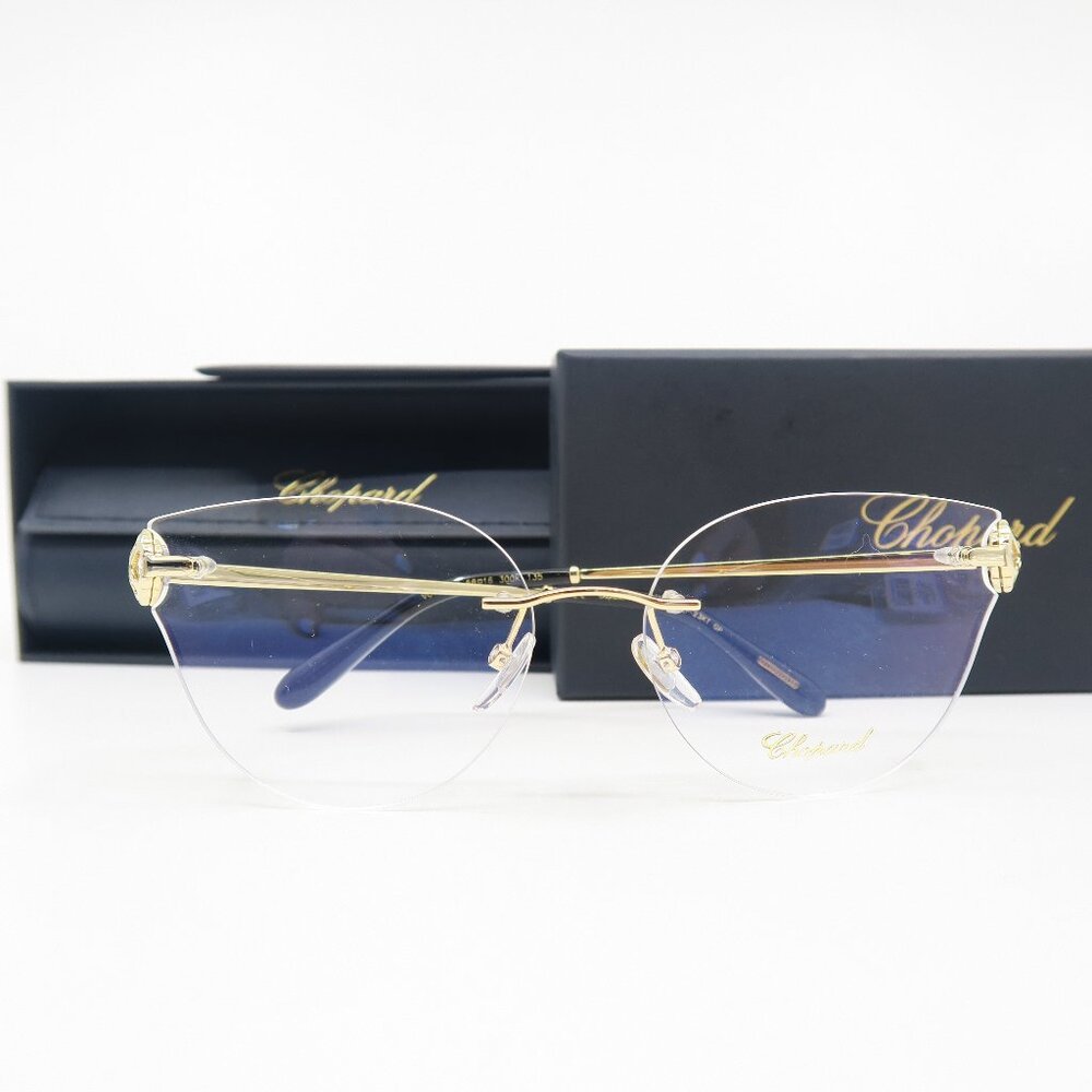 Chopard VCHF87S 300K Rimless/Clear Stones/23KT GP, New Women's Eyeglasses.